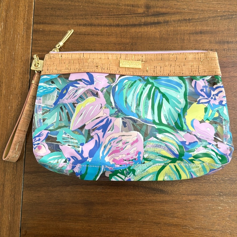 Lilly Pulitzer GWP Pouch Clear Mermaid In The Shade print NWT